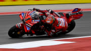 Apr 14, 2024; Austin, TX, USA; Francesco Bagnaia (1) of Italy and Ducati Lenovo Team rides in warmups before the start of the MotoGP Grand Prix of The Americas at Circuit of The Americas. Mandatory Credit: Jerome Miron-USA TODAY Sports