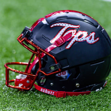Dec 21, 2022; New Orleans, Louisiana, USA;  Western Kentucky Hilltoppers helmet during warm ups before the game the South Alabama Jaguars at Caesars Superdome. Mandatory Credit: Stephen Lew-USA TODAY Sports