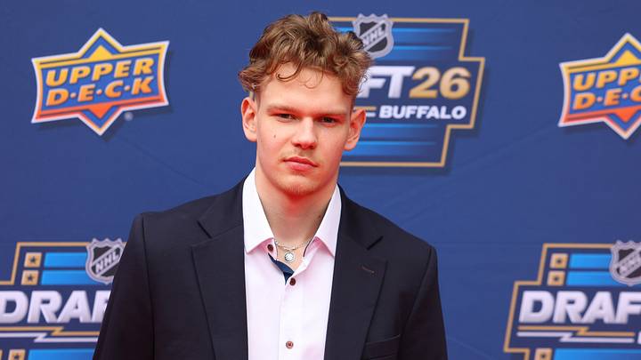 Jun 26, 2026; Buffalo, New York, USA; NHL prospect Alberts Smits before the first round of the 2026 NHL Draft at KeyBank Center. Mandatory Credit: Timothy T. Ludwig-Imagn Images Jun 26, 2026; Buffalo, New York, USA; NHL prospect Alberts Smits before the first round of the 2026 NHL Draft at KeyBank Center. Mandatory Credit: Timothy T. Ludwig-Imagn Images