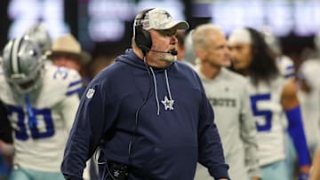 Nov 3, 2024; Atlanta, Georgia, USA; Dallas Cowboys head coach Mike McCarthy on the field against the Atlanta Falcons in the fourth quarter at Mercedes-Benz Stadium. Mandatory Credit: Brett Davis-Imagn Images