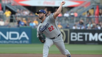 Los Angeles Dodgers starting pitcher Clayton Kershaw (22) delivers a pitch against the Pittsburgh Pirates.