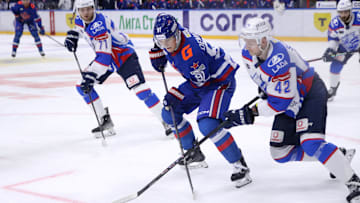 Ivan Demidov (91) SKA Hockey Club and Vladislav Syomin (42)...