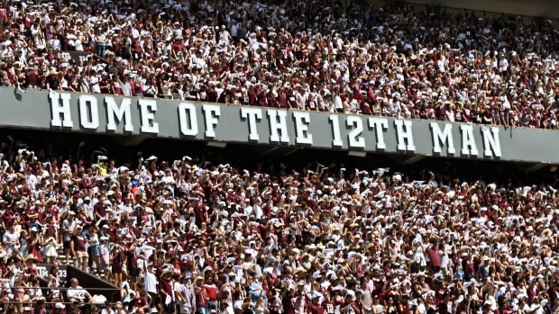 Texas A&M's famous "Home of the 12th Man" sign at Kyle Field