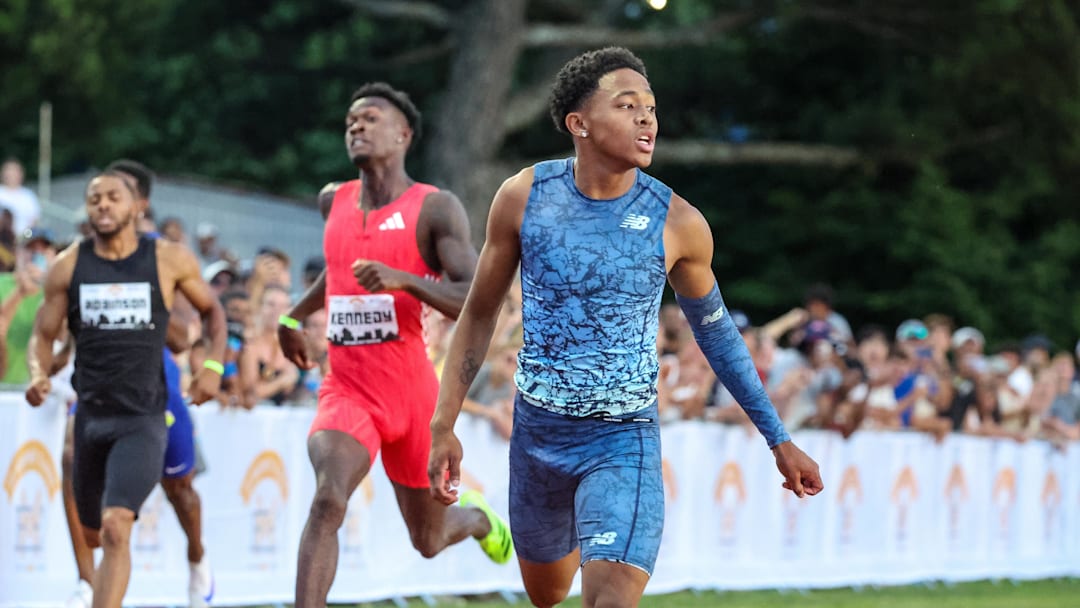 Quincy Wilson competes in the boys 400 meters during the 2025 Ed Murphey Classic in Memphis, Tennessee, where he ran 44.41 seconds, the fastest high school time in US History and a U18 World Record