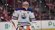 Edmonton Oilers goaltender Stuart Skinner