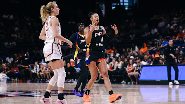 A photo of Satou Sabally celebrating