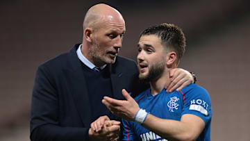 Nicolas Raskin alongside former manager Phillipe Clement during the latter's time in charge at Ibrox