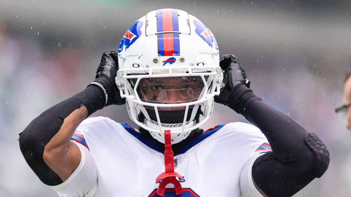 Nov 26, 2023; Philadelphia, Pennsylvania, USA; Buffalo Bills safety Damar Hamlin (3) takes the field Nov 26, 2023; Philadelphia, Pennsylvania, USA; Buffalo Bills safety Damar Hamlin (3) takes the field