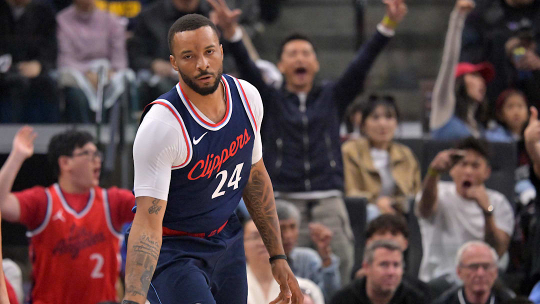 Apr 26, 2025; Inglewood, California, USA; Los Angeles Clippers guard Norman Powell (24) heads down court after a 3-point basket in the first half of game four of round one of the 2024 NBA Playoffs against the Denver Nuggets at Intuit Dome. Mandatory Credit: Jayne Kamin-Oncea-Imagn Images Apr 26, 2025; Inglewood, California, USA; Los Angeles Clippers guard Norman Powell (24) heads down court after a 3-point basket in the first half of game four of round one of the 2024 NBA Playoffs against the Denver Nuggets at Intuit Dome. Mandatory Credit: Jayne Kamin-Oncea-Imagn Images