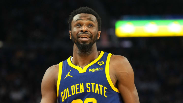 Feb 23, 2024; San Francisco, California, USA; Golden State Warriors forward Andrew Wiggins (22) during the second quarter against the Charlotte Hornets at Chase Center. Mandatory Credit: Darren Yamashita-USA TODAY Sports