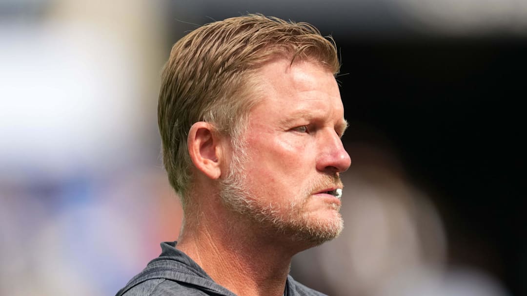 Aug 9, 2025; Inglewood, California, USA; Los Angeles Rams general manager Les Snead watches during the game against the Dallas Cowboys at SoFi Stadium. Mandatory Credit: Kirby Lee-Imagn Images