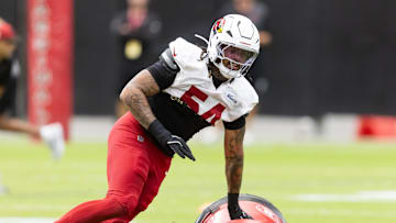 Jul 29, 2025; Glendale, AZ, USA; Arizona Cardinals linebacker Xavier Thomas (54) during training camp at State Farm Stadium. Mandatory Credit: Mark J. Rebilas-Imagn Images