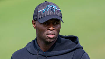 Carolina Panthers defensive coordinator Ejiro Evero