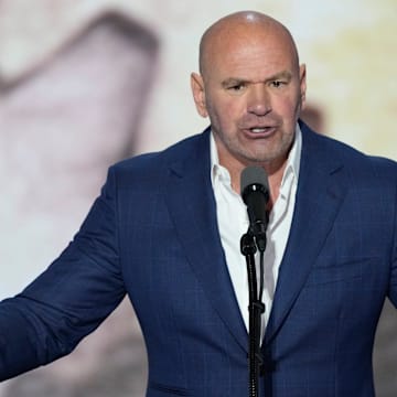 Dana White, CEO of Ultimate Fighting Championship introduces Republican presidential nominee Donald J. Trump during the final day of the Republican National Convention.