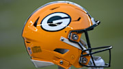 Jan 12, 2025; Philadelphia, Pennsylvania, USA; Green Bay Packers helmet on the sidelines against the Philadelphia Eagles in an NFC wild card game at Lincoln Financial Field. Mandatory Credit: Eric Hartline-Imagn Images