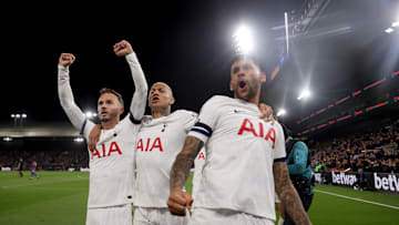 Spurs players celebrate the opener against Crystal Palace 