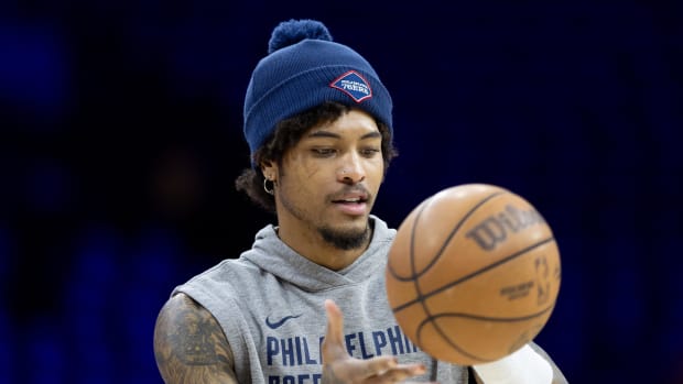 Philadelphia 76ers guard Kelly Oubre Jr. warms up before game six. Bill Streicher-USA TODAY Sports