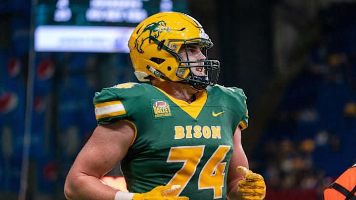 North Dakota State Bison offensive lineman Grey Zabel (74)