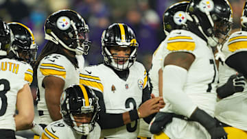 Jan 11, 2025; Baltimore, Maryland, USA; Pittsburgh Steelers quarterback Russell Wilson (3) looks on in the first quarter against the Baltimore Ravens in an AFC wild card game at M&T Bank Stadium.  