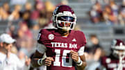 Texas A&M Aggies quarterback Marcel Reed before a game against the Samford Bulldogs at Kyle Field.