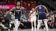 Fifth-year senior guard Caleb Love (1) leads Arizona into the 2025 NCAA Tournament.