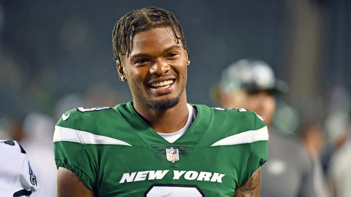 Aug 12, 2022; Philadelphia, Pennsylvania, USA; New York Jets wide receiver Tarik Black (3) against the Philadelphia Eagles at Lincoln Financial Field. Mandatory Credit: Eric Hartline-USA TODAY Sports