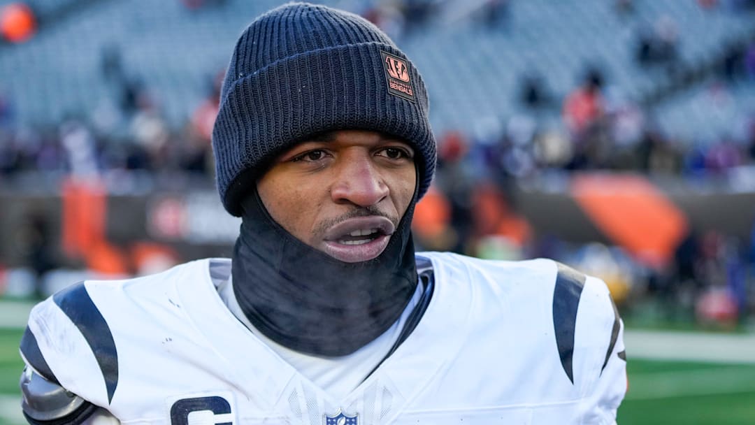 Cincinnati Bengals wide receiver Ja'Marr Chase (1) walks for the locker room after the fourth quarter of the NFL Week 15 game between the Cincinnati Bengals and the Baltimore Ravens at Paycor Stadium in Cincinnati on Sunday, Dec. 14, 2025. The Bengals were shut out, 24-0.