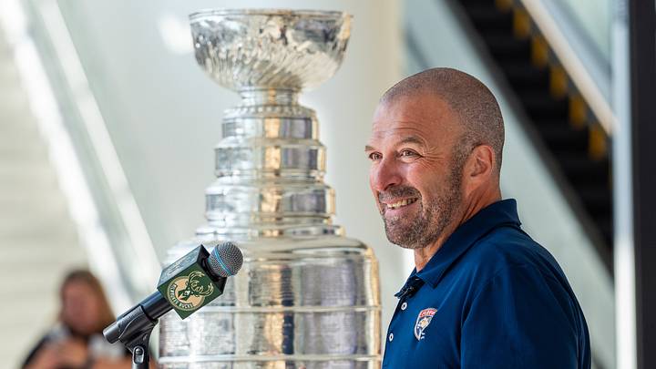 Panthers General Manager Bill Zito speaks about the Stanley Cup on Wednesday August 14, 2024 at Fiserv Forum in Milwaukee, Wis.