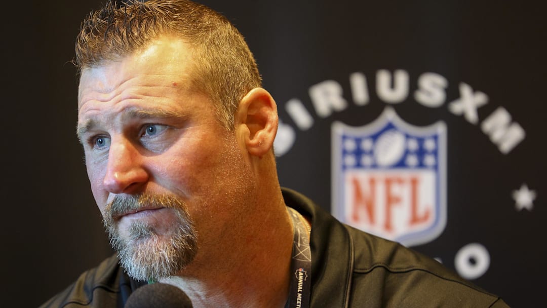 Detroit Lions head coach Dan Campbell speaks to the media during the NFL annual league meetings at the JW Marriott. 