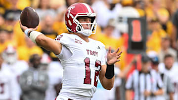 Troy Trojans quarterback Matthew Caldwell (12)