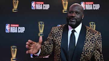 Dec 14, 2024; Las Vegas, NV, USA; Shaquille O'Neal arrives on the red carpet before the Emirates NBA Cup semifinal game at T-Mobile Arena. Mandatory Credit: Candice Ward-Imagn Images. On Monday, O'Neal was named general manager of the Sacramento State men's basketball program in an unpaid, voluntary capacity. 