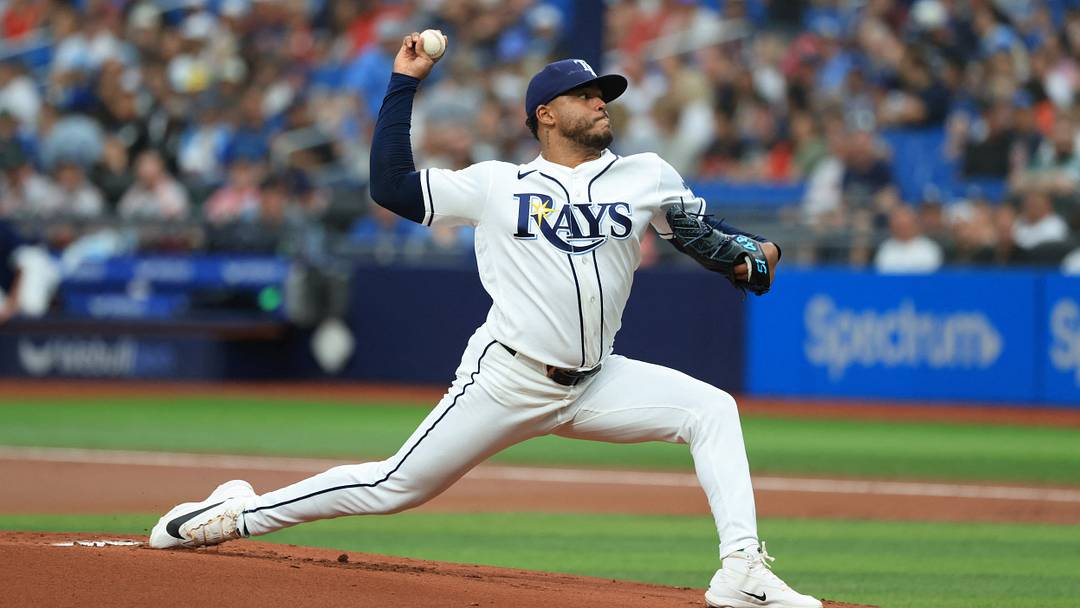 Sep 19, 2026; St. Petersburg, Florida, USA;  Tampa Bay Rays pitcher Freddy Peralta (51) throws a pitch during the first inning against the Boston Red Sox at Tropicana Field.  Mandatory Credit: Kim Klement Neitzel-Imagn Images