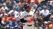 Giants first baseman Rafael Devers was traded to San Francisco earlier this season after disputes over his position with the Red Sox.