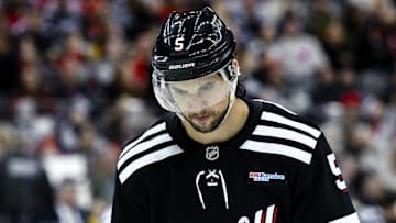 New Jersey Devils defenseman Brenden Dillon (5). Mandatory Credit: John Jones-Imagn Images