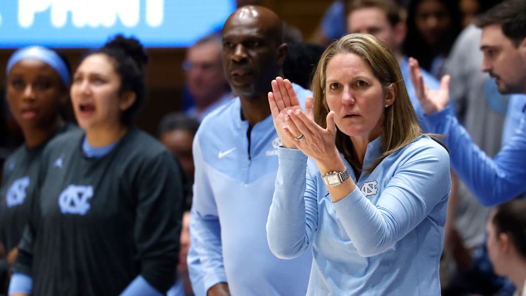Adrian Walters and Courtney Banghart during North Carolina v Duke