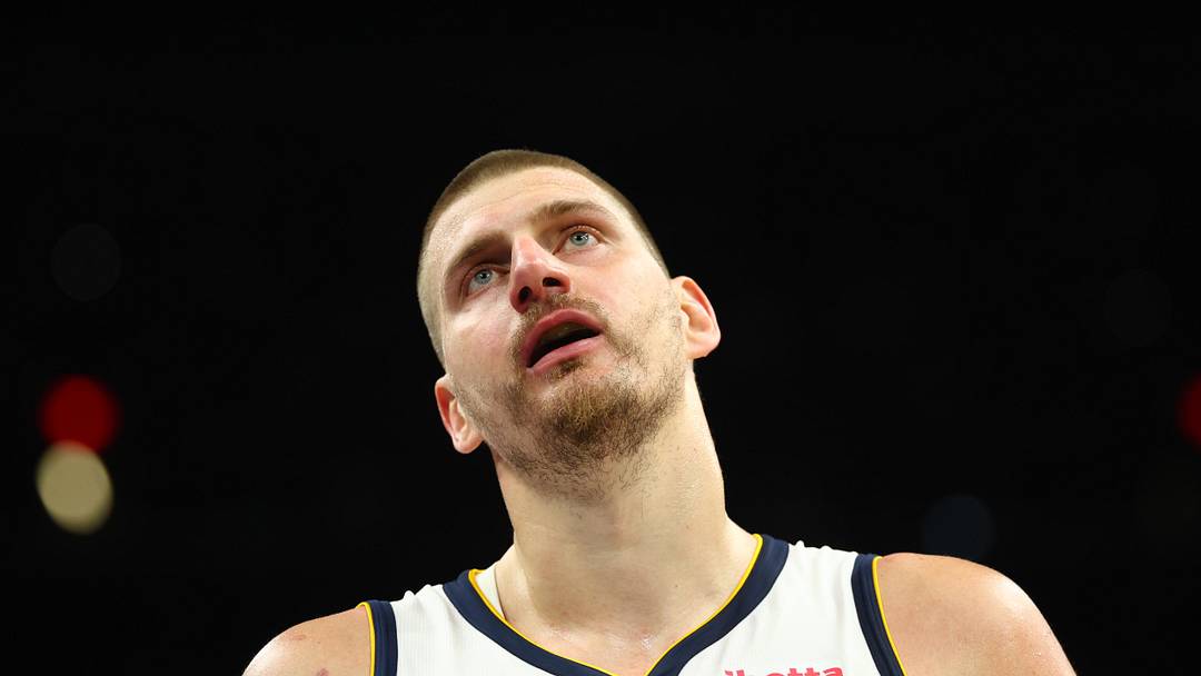Mar 24, 2026; Phoenix, Arizona, USA; Denver Nuggets center Nikola Jokic (15) against the Phoenix Suns at Mortgage Matchup Center. Mandatory Credit: Mark J. Rebilas-Imagn Images