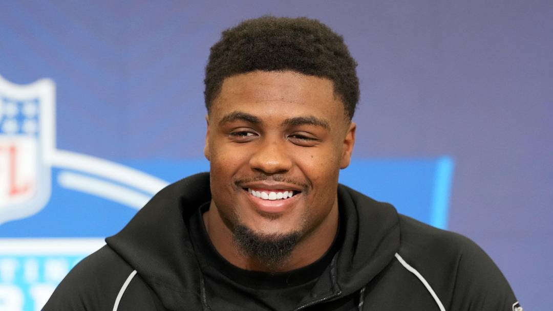 New Indianapolis Colts linebacker CJ Allen speaks during the NFL Scouting Combine