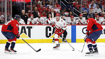 Rasmus Sandin, Matt Roy, Washington Capitals Mandatory Credit: Geoff Burke-Imagn Images