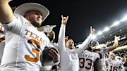 Nov 30, 2024; College Station, Texas, USA; XXX The Longhorns defeated the Aggies 17-7. at Kyle Field. Mandatory Credit: Maria Lysaker-Imagn Images 