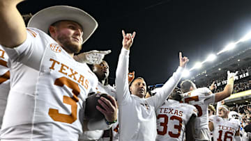 Nov 30, 2024; College Station, Texas, USA; XXX The Longhorns defeated the Aggies 17-7. at Kyle Field. Mandatory Credit: Maria Lysaker-Imagn Images 