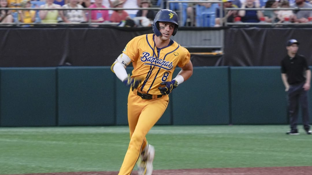 Jun 7, 2025; Charlotte, NC, USA; Savannah Bananas infielder Jackson Olson (8) rounds the bases after a home run during the exhibition game against the Party Animals
at Bank of America Stadium. Mandatory Credit: Jim Dedmon-Imagn Images Jun 7, 2025; Charlotte, NC, USA; Savannah Bananas infielder Jackson Olson (8) rounds the bases after a home run during the exhibition game against the Party Animals
at Bank of America Stadium. Mandatory Credit: Jim Dedmon-Imagn Images