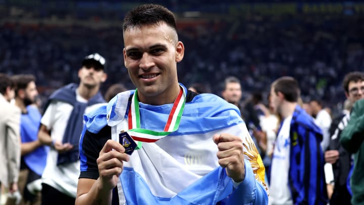 Lautaro Martinez of Fc Internazionale celebrates the victory...