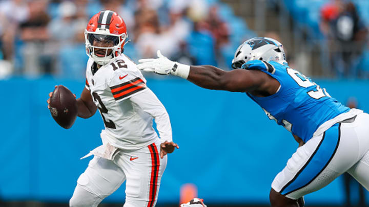 Browns quarterback Shedeur Sanders made a great run for a first down in his preseason debut. Browns quarterback Shedeur Sanders made a great run for a first down in his preseason debut.
