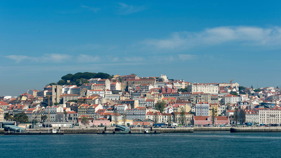 View from the Tagus River of Lisbon, the capital city of...