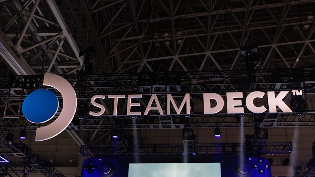 Logo of Steam Deck, handheld gaming computer developed by...