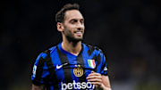 Hakan Calhanoglu of FC Internazionale smiles during the...