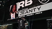 Boise State Broncos running back Ashton Jeanty is selected by the Las Vegas Raiders as the number six pick in the first round of the 2025 NFL Draft at Lambeau Field.