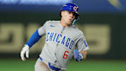 Mar 19, 2025; Bunkyo, Tokyo, JPN;  Chicago Cubs second baseman Matt Shaw (6) rounds third base in the fifth inning against the Los Angeles Dodgers during the Tokyo Series at Tokyo Dome. 