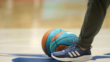 Ball and leg the VTB United League basketball match,...