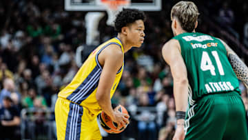 Elias Rapieque of ALBA Berlin (L) and Juancho Hernangomez (R...